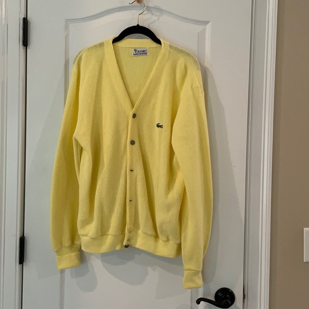 Vintage Izod LaCoste Yellow Cardigan Sweater | XL